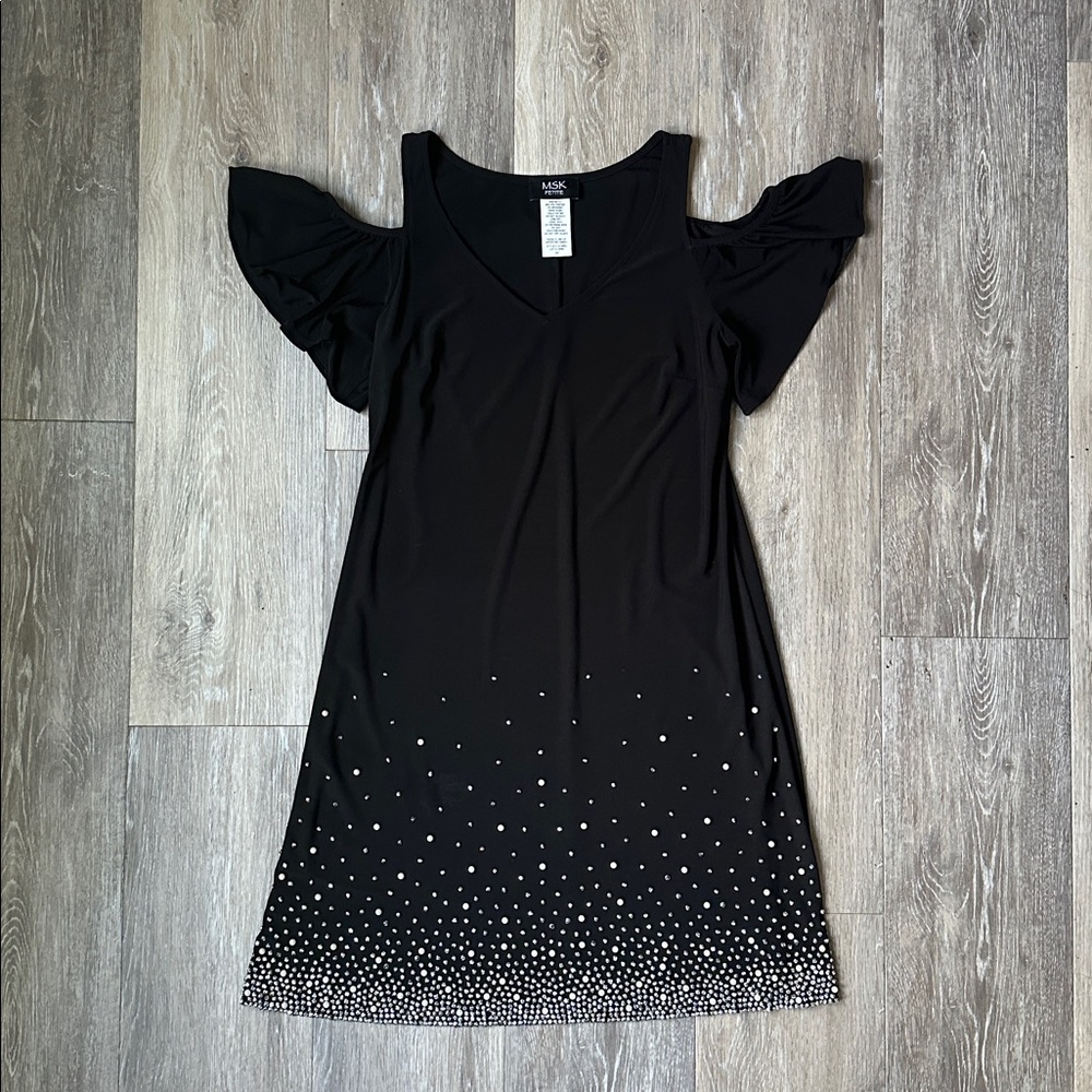 MSK Petite Beaded Col Shoulder dress